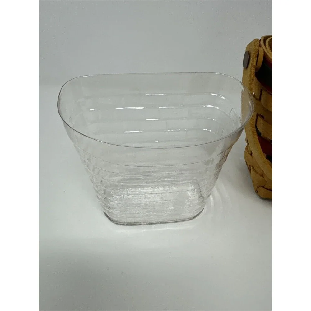 Longaberger 1998 Little Joy Basket Set - Berry Red Stripe + Protector